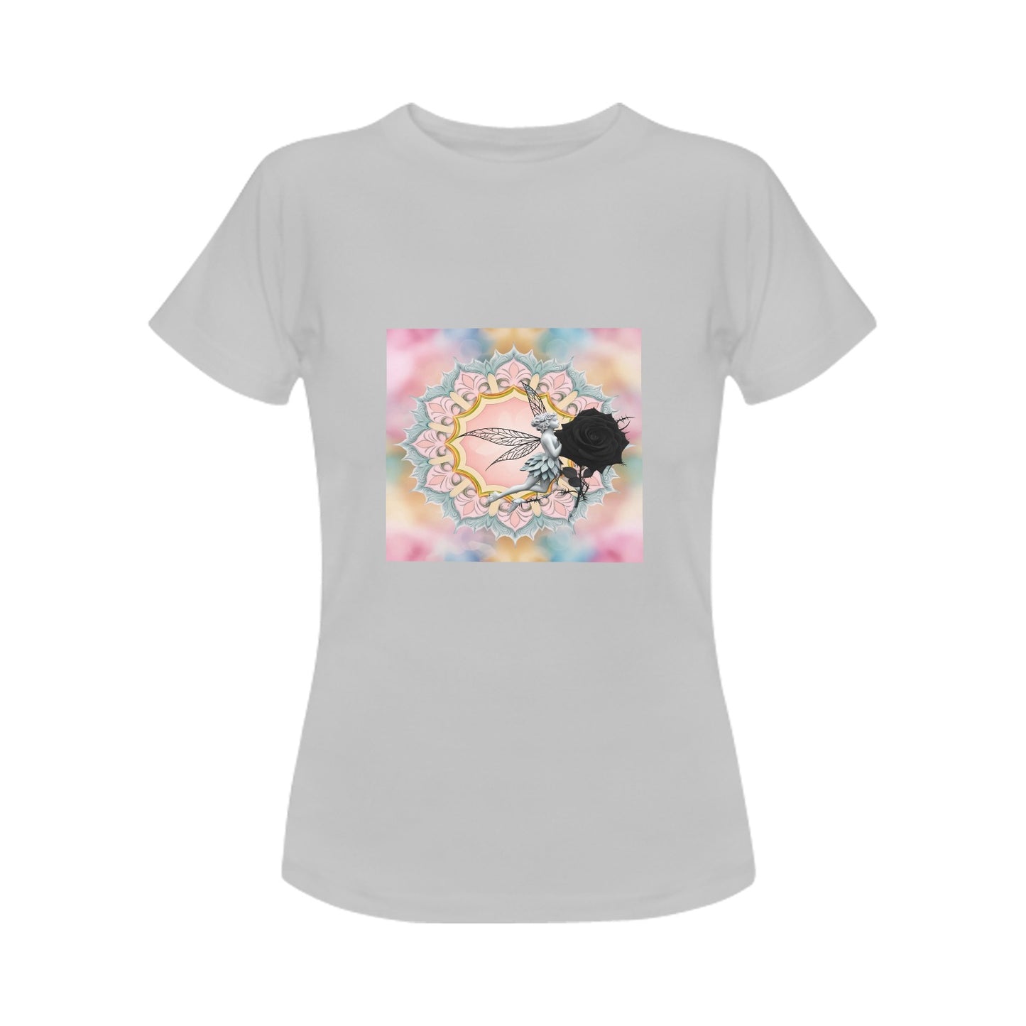 Black Rose Fairy Print T-Shirt