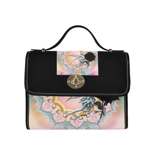 Black Rose Fairy Handbag with Lock Clasp