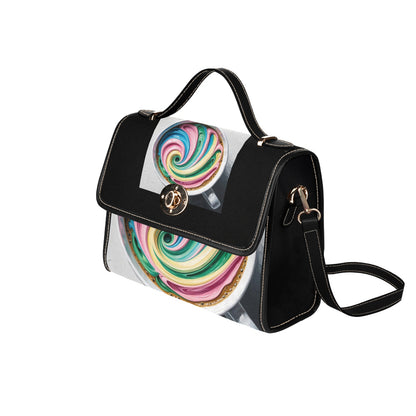 Colourful Coffee Handbag with Lock Clasp