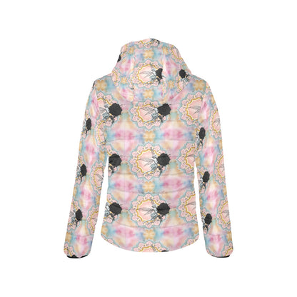 Black Rose Fairy Hooded Puffer Jacket