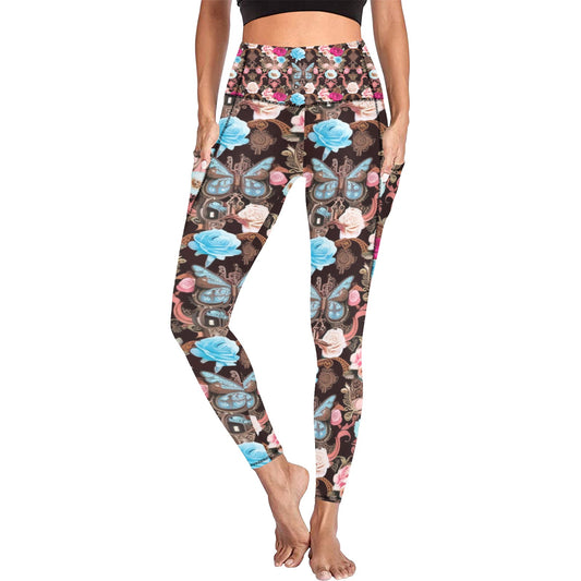 Vintage Butterfly Leggings with Pockets