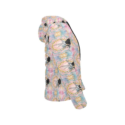 Black Rose Fairy Hooded Puffer Jacket