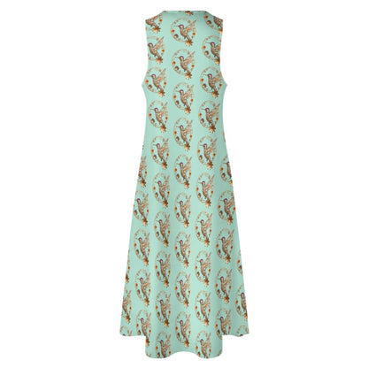Mint Hummingbird Sleeveless Long Dress