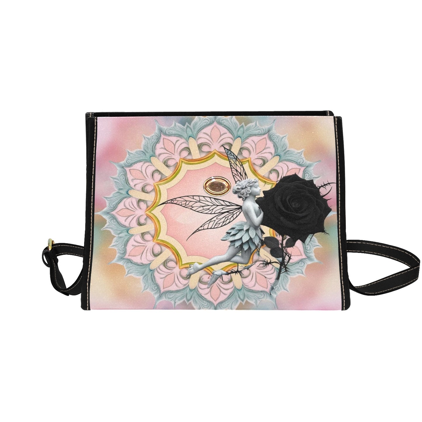 Black Rose Fairy Handbag with Lock Clasp