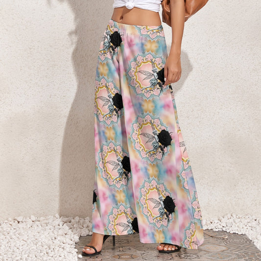 Black Rose Fairy Wide Leg Pants