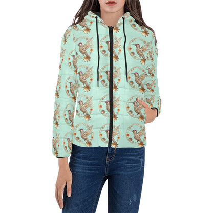 Mint Hummingbird Hooded Puffer Jacket
