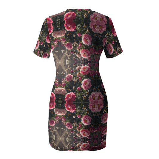 Bloom Gone Wild Kaleidoscope Short Sleeve Slim Fit Dress