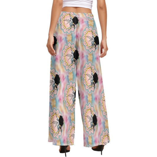 Black Rose Fairy Wide Leg Pants