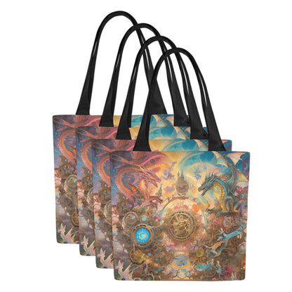 Set of 4 Signature Print Shopping Totes