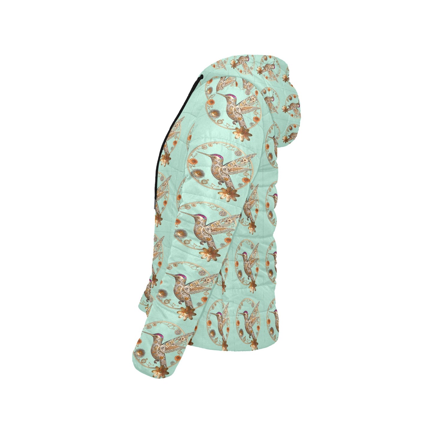 Mint Hummingbird Hooded Puffer Jacket