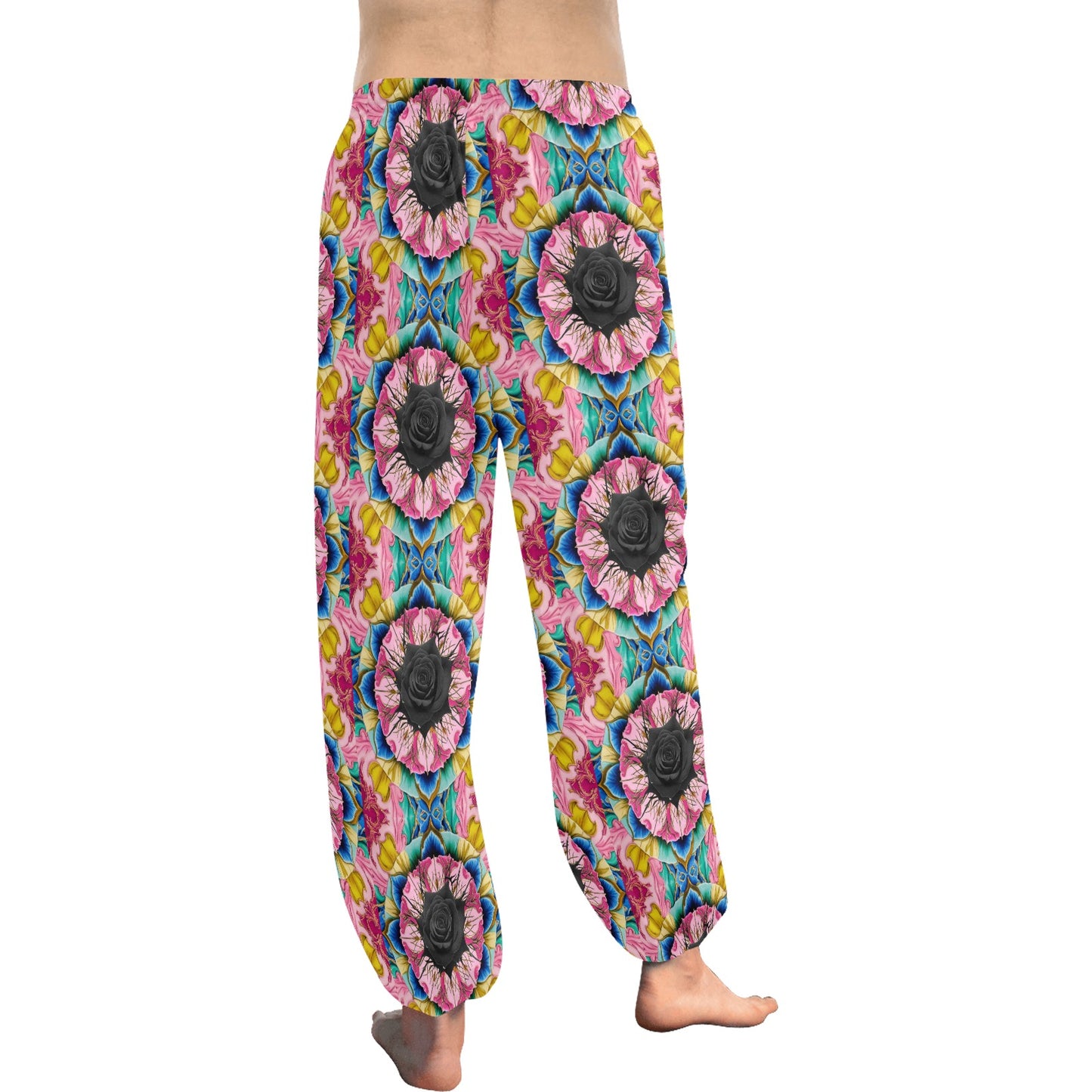 Black Rose Bright Print Harem Pants