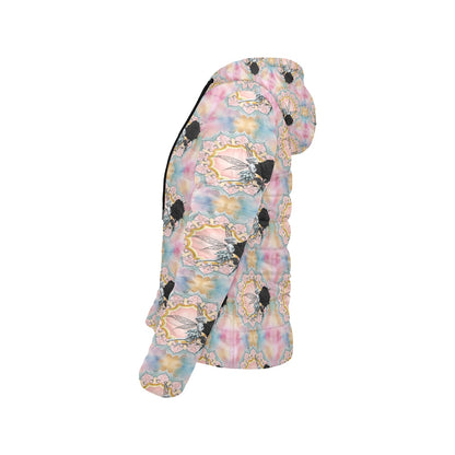 Black Rose Fairy Hooded Puffer Jacket
