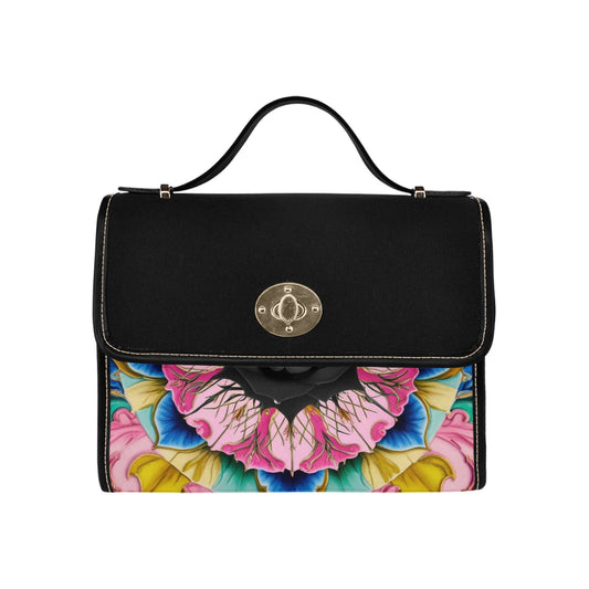 Vivid Black Rose Handbag with Clasp