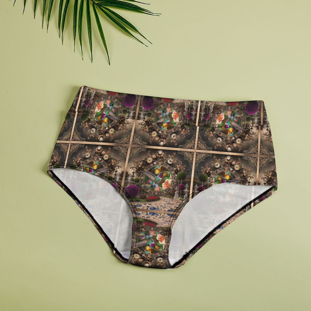 Hummingbird Tile High Waisted Brief Undies