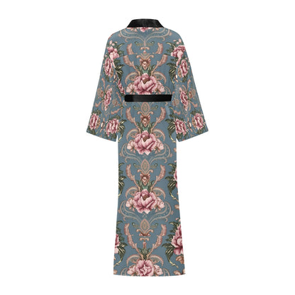 Baroque Floral Skull Print Long Robe