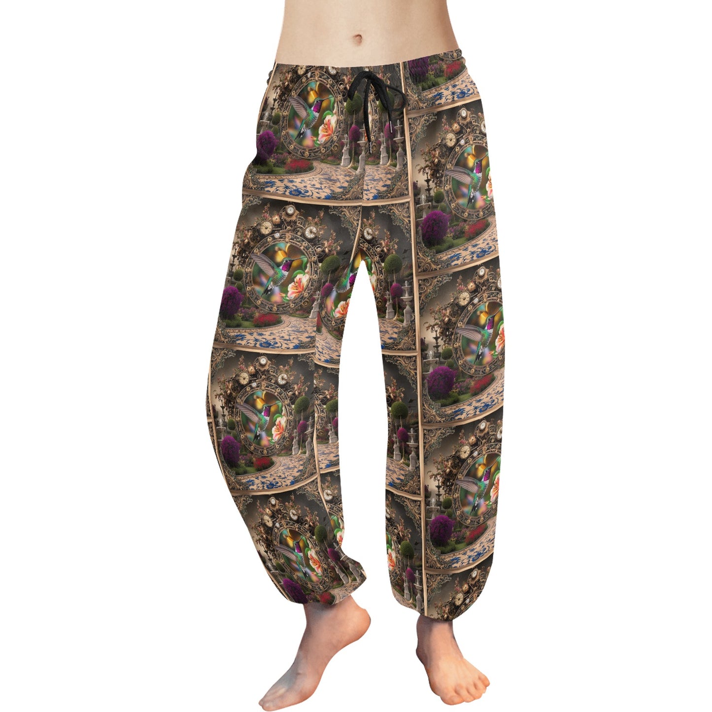 Hummingbird Print Harem Pants