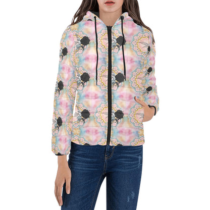 Black Rose Fairy Hooded Puffer Jacket