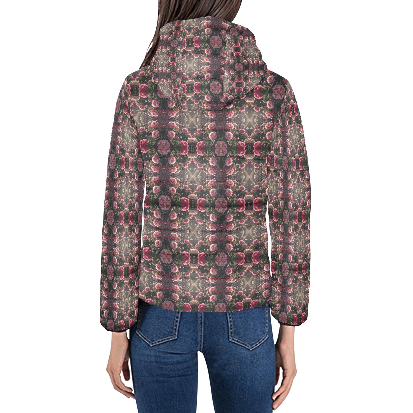 Bloom Gone Wild Kaleidoscope Hooded Puffer Jacket