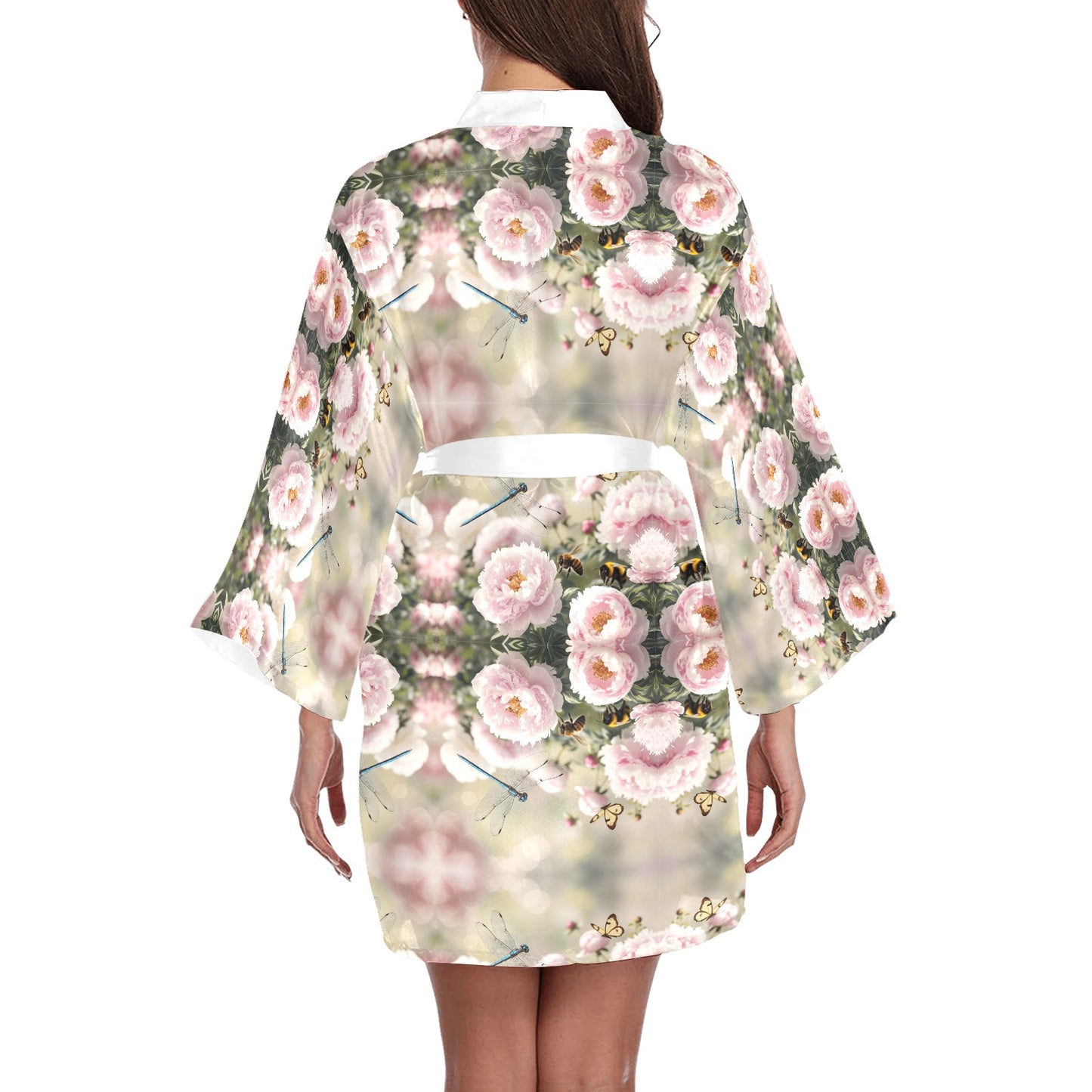 Peony Kaleidoscope Short Kimono Robe