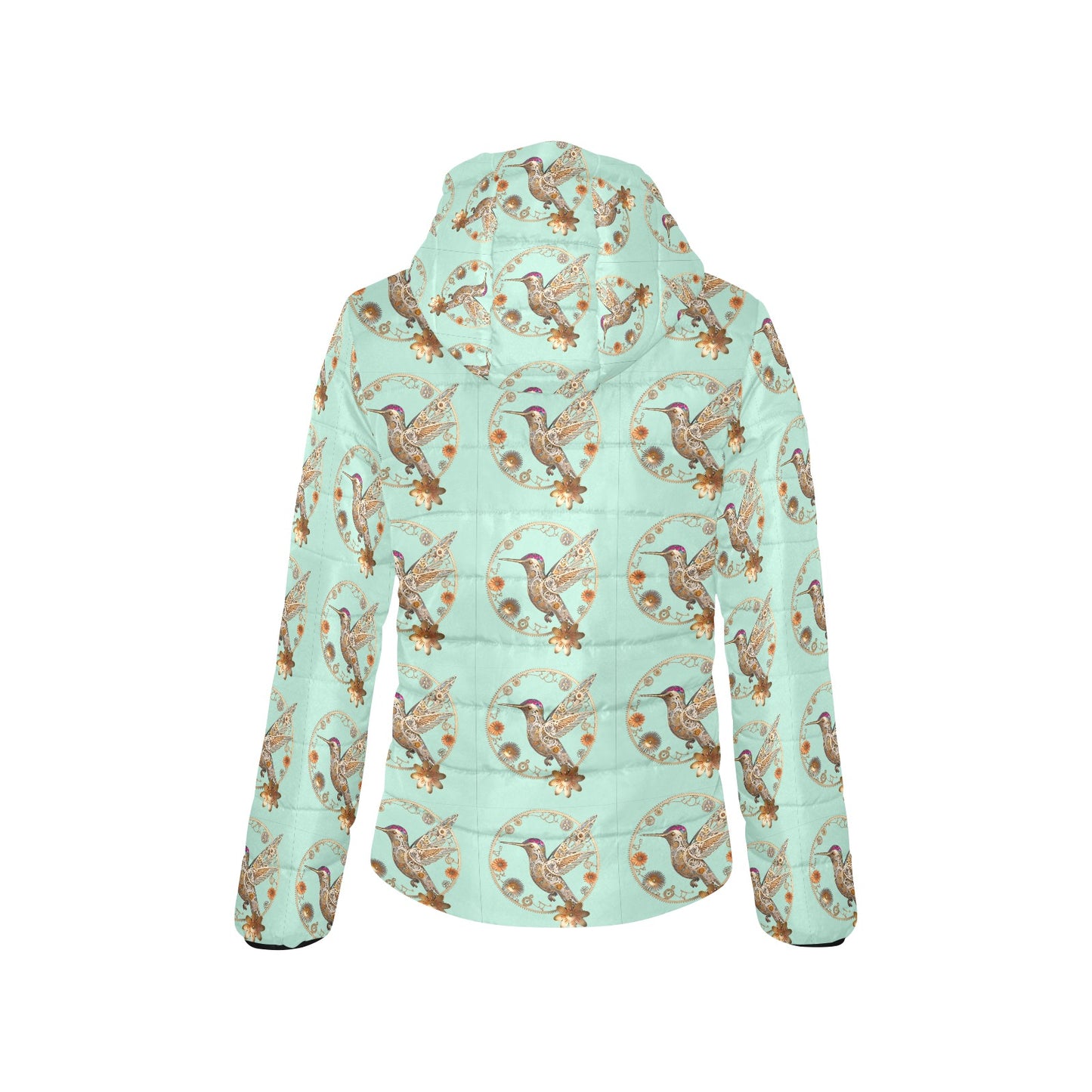 Mint Hummingbird Hooded Puffer Jacket