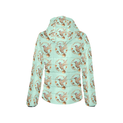 Mint Hummingbird Hooded Puffer Jacket