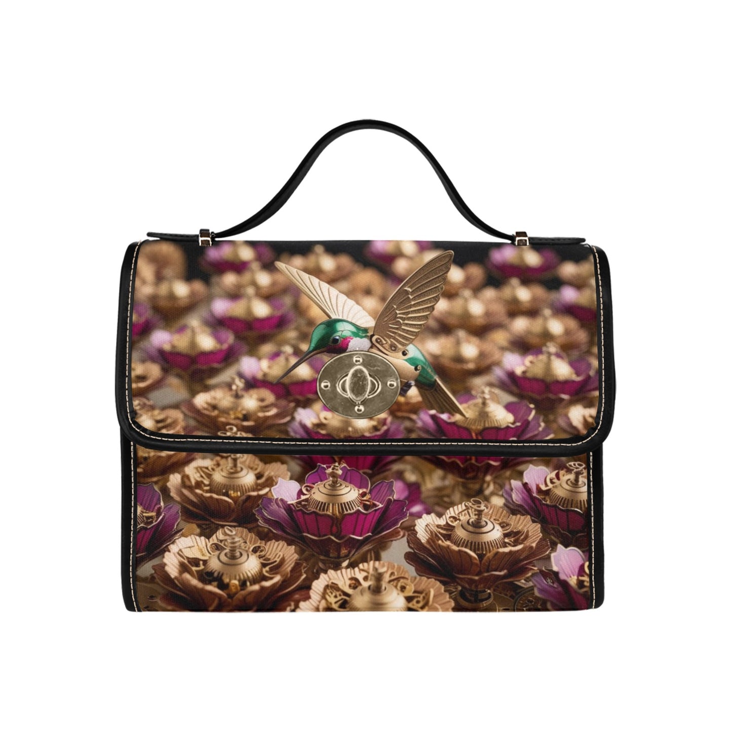 Clockwork Flowers Handbag with Lock Clasp