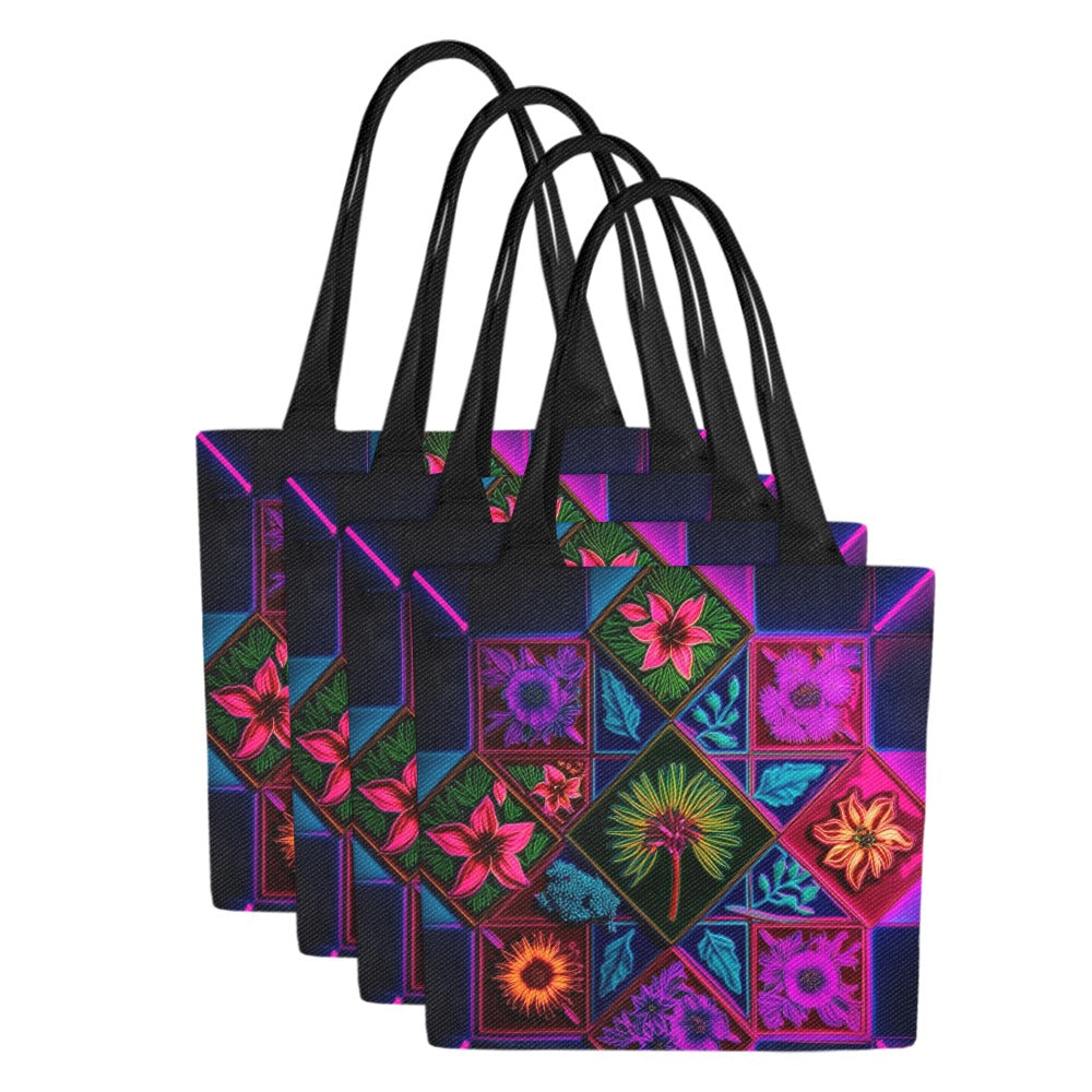 Set of 4 Signature Print Shopping Totes