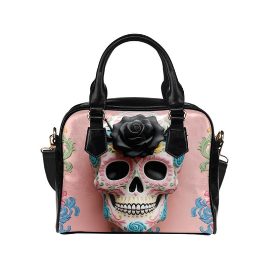 Black Rose Sugar Skull Shoulder Bag