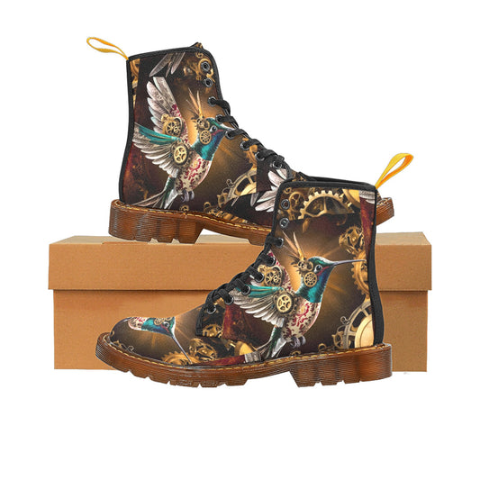 Clockwork Hummingbird Lace Up Canvas Boots