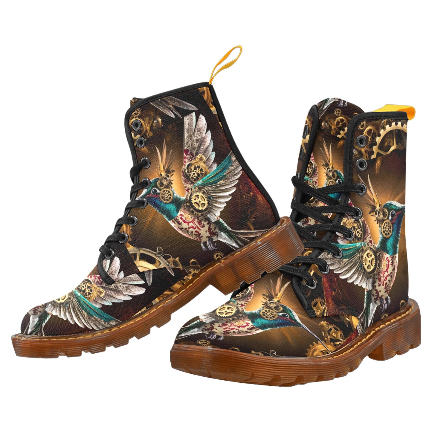 Clockwork Hummingbird Lace Up Canvas Boots