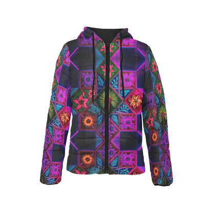 Vivid Xanthorrhoea Hooded Puffer Jacket