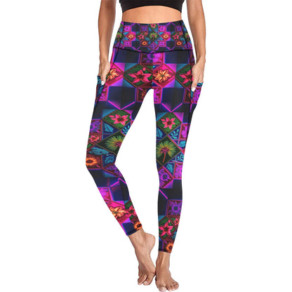 Vivid Xanthorrhoea Floral Leggings with Pockets