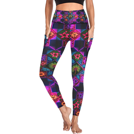 Vivid Xanthorrhoea Floral Leggings with Pockets