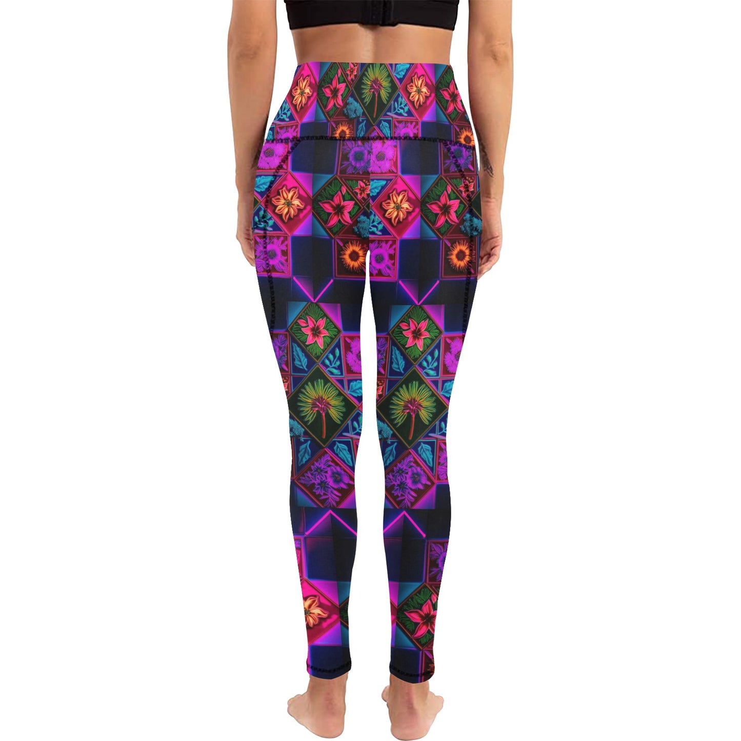 Vivid Xanthorrhoea Floral Leggings with Pockets
