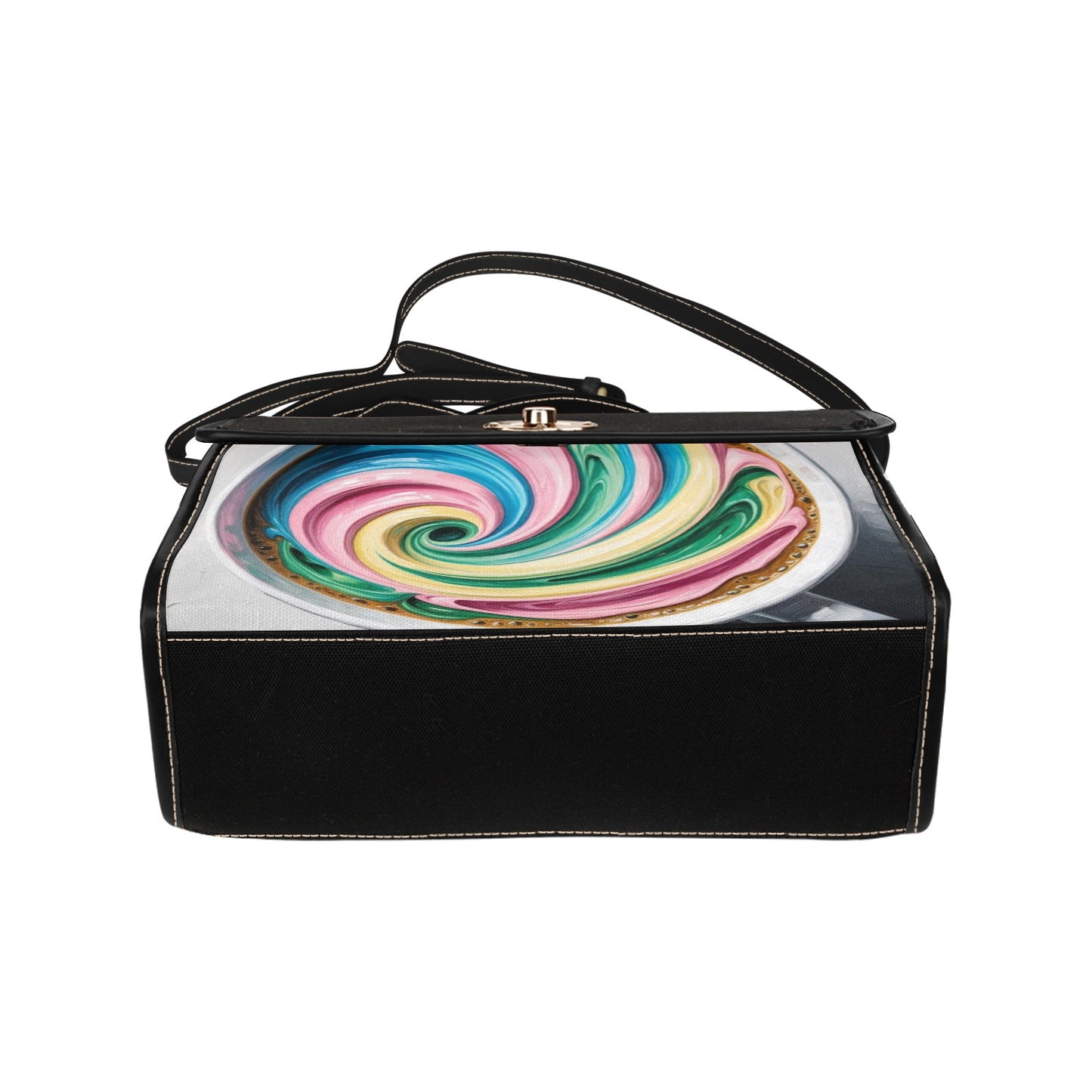 Colourful Coffee Handbag with Lock Clasp