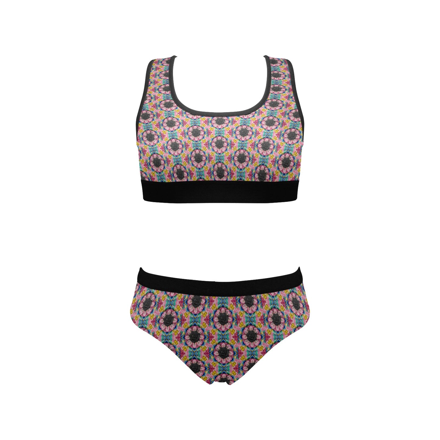 Black Rose Bright Sports Bra and Undies Set