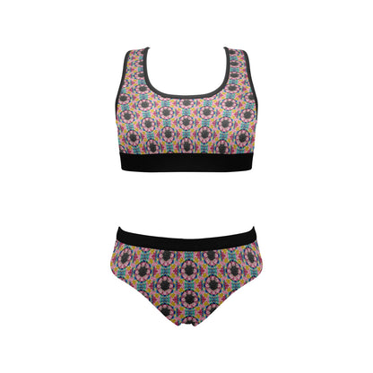 Black Rose Bright Sports Bra and Undies Set