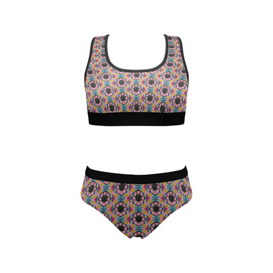 Black Rose Bright Sports Bra and Undies Set