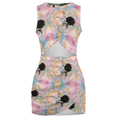 Black Rose Fairy Navel Cut Out Dress