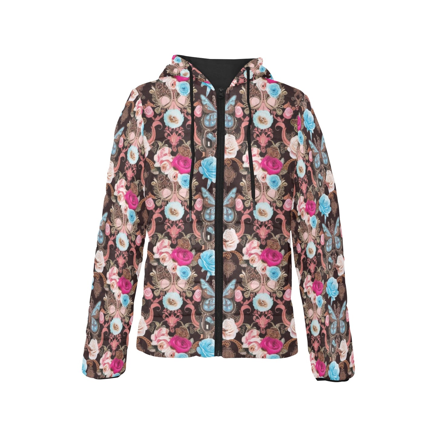 Vintage Butterfly Hooded Puffer Jacket