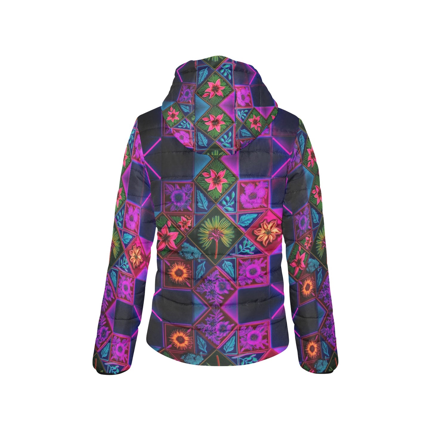 Vivid Xanthorrhoea Hooded Puffer Jacket