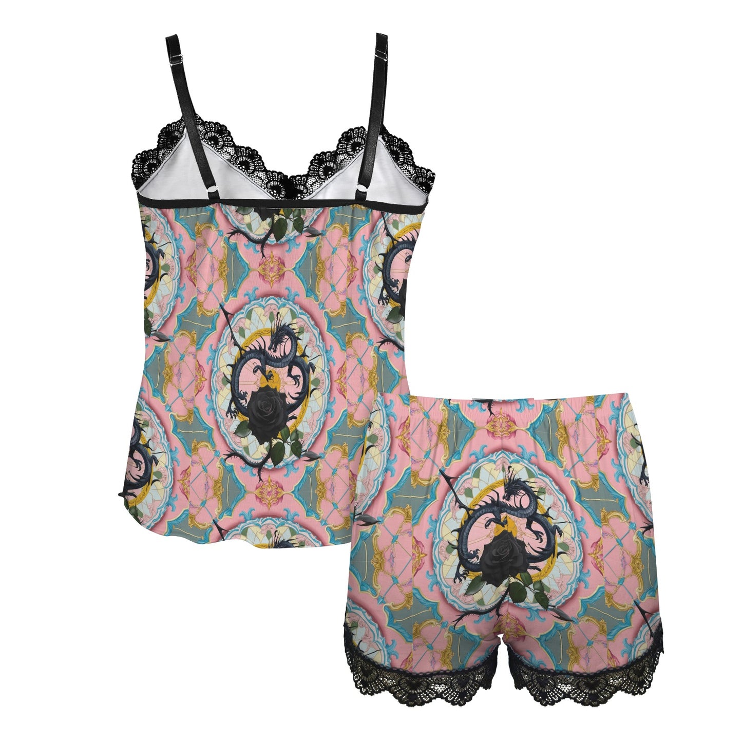 Black Rose Dragon Camisole Pyjama Set