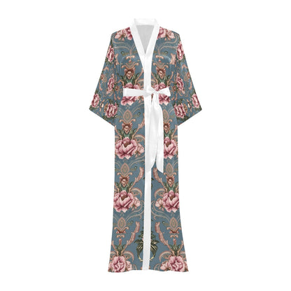 Baroque Floral Skull Print Long Robe