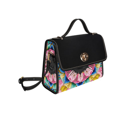 Vivid Black Rose Handbag with Clasp